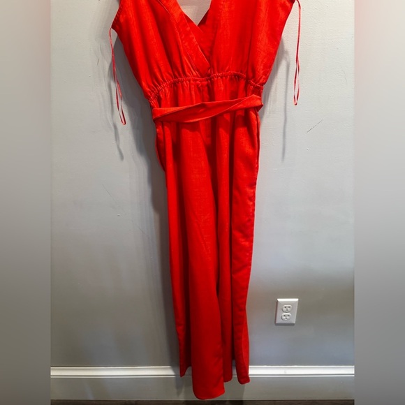 Vibrant Orange Women's jumpsuit flying tomato size small boho bold bright - Picture 3 of 9